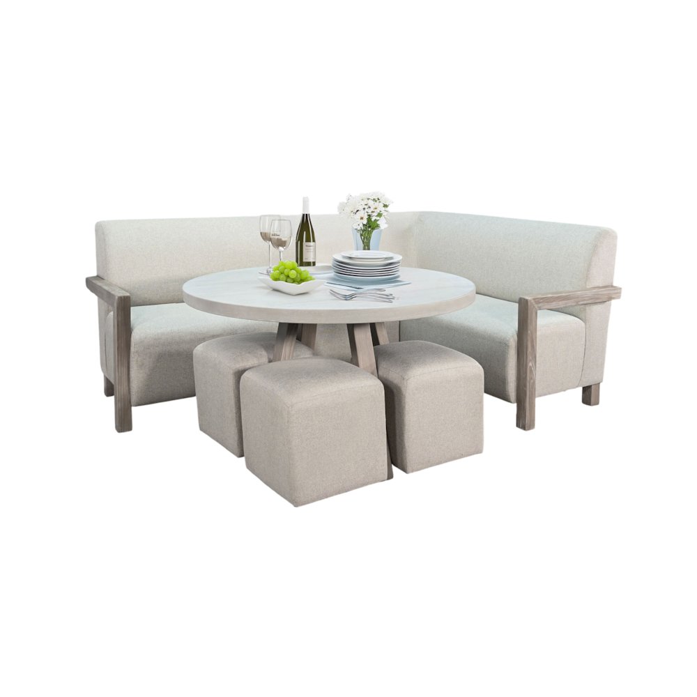 5-Piece Corner Dining Nook Set with Light Wood Table. Picture 1