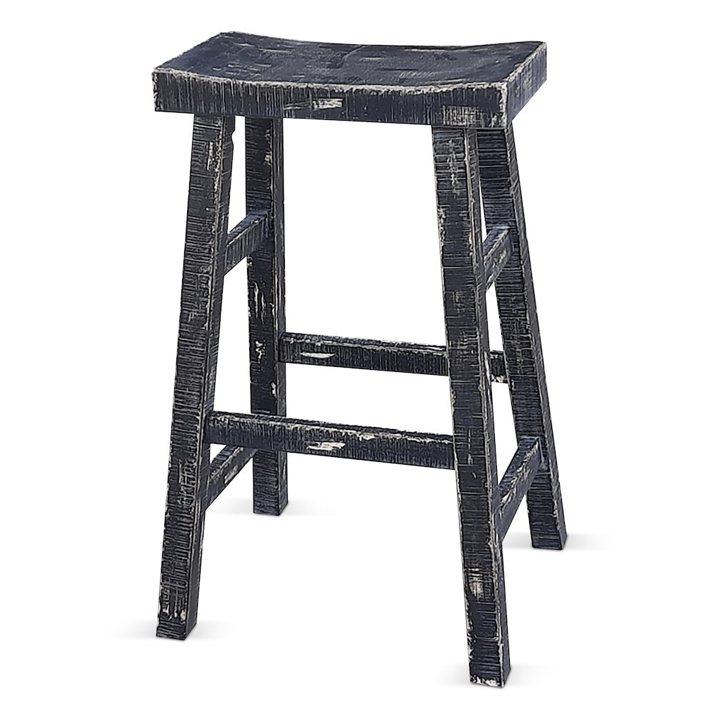 Black Sand Bar Saddle Seat Stool, Wood Seat (Set of 2). Picture 1