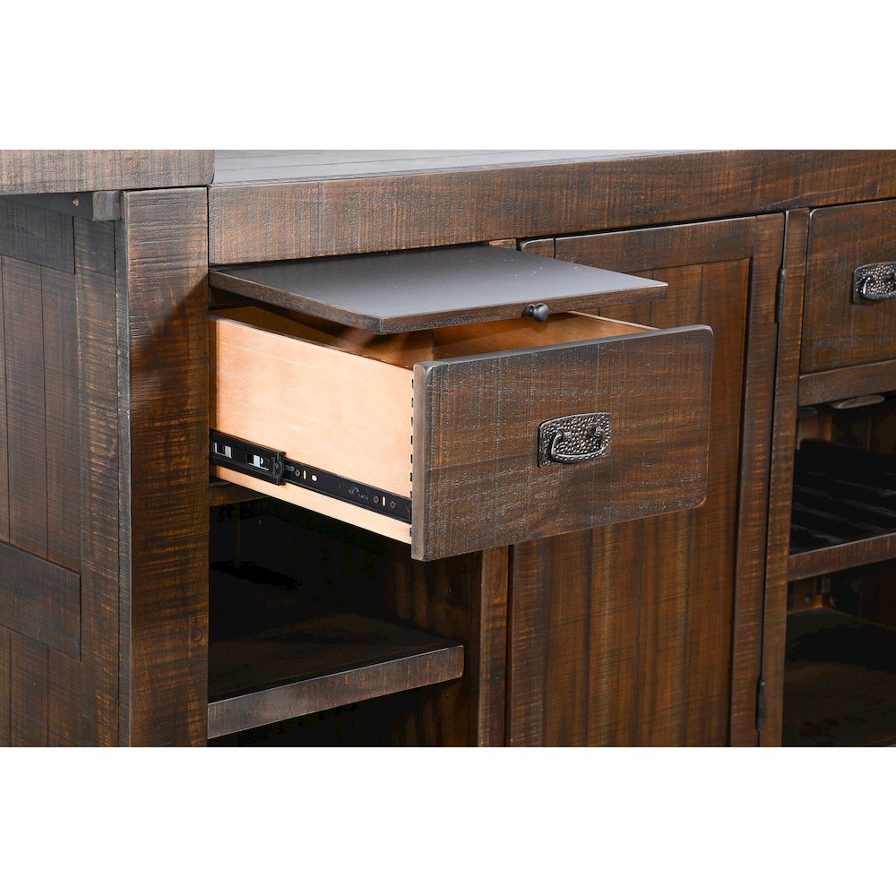 80" Traditional Wood Home Bar with Stools. Picture 8