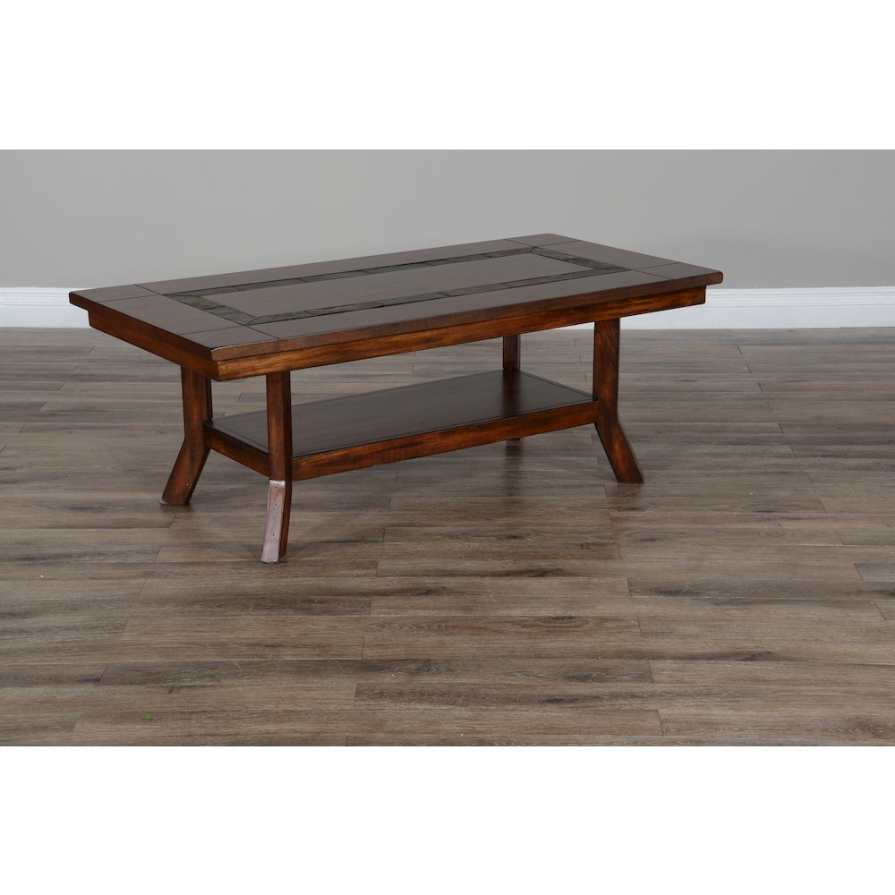 Santa Fe 48.5" Traditional Wood Coffee Table in Dark Chocolate. Picture 4