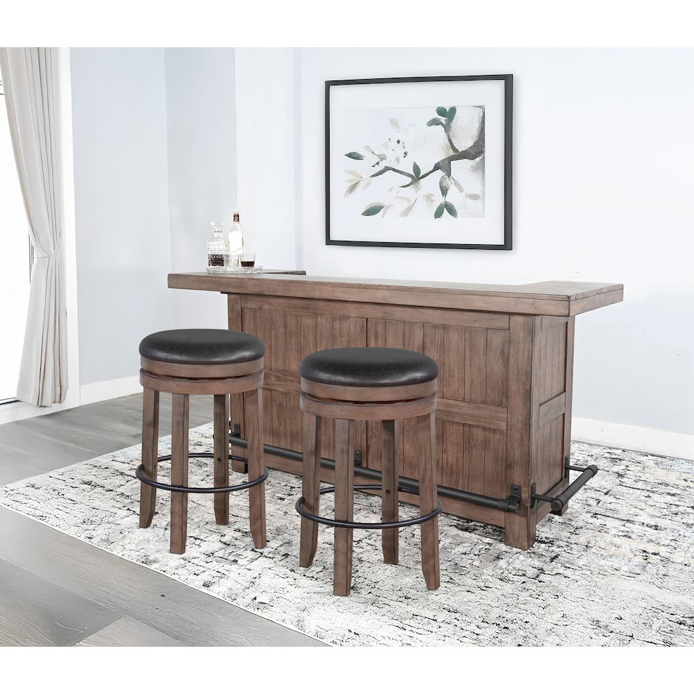 80" Traditional Wood Home Bar with Stools. Picture 2