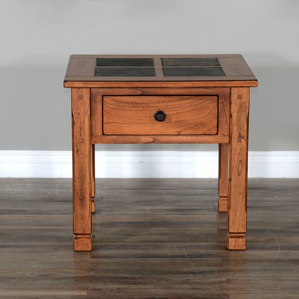 Sedona 26" Transitional Wood End Table in Rustic Oak. Picture 4