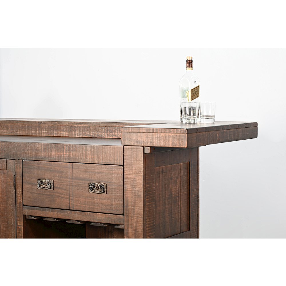 80" Traditional Wood Home Bar with Stools. Picture 5