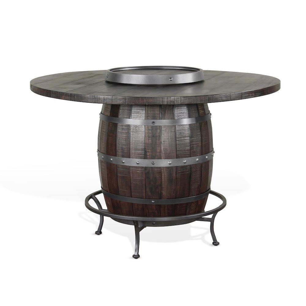 Round Pub Table with Wine Barrel Base. Picture 1
