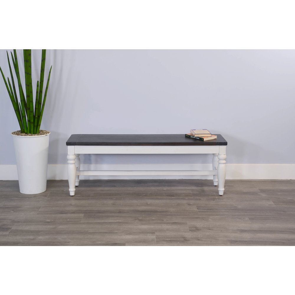 Sunny Designs White Bench with Wood Seat. Picture 3
