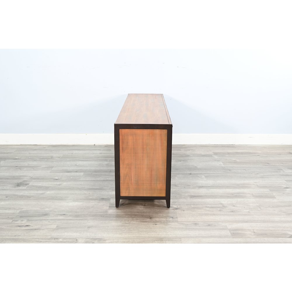 63" Media Console with Electric Fireplace, Antique Brown. Picture 2