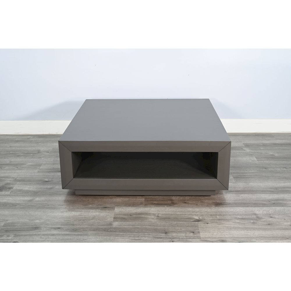 Modern Square Coffee Table with Open Storage, Urban Bronze. Picture 3