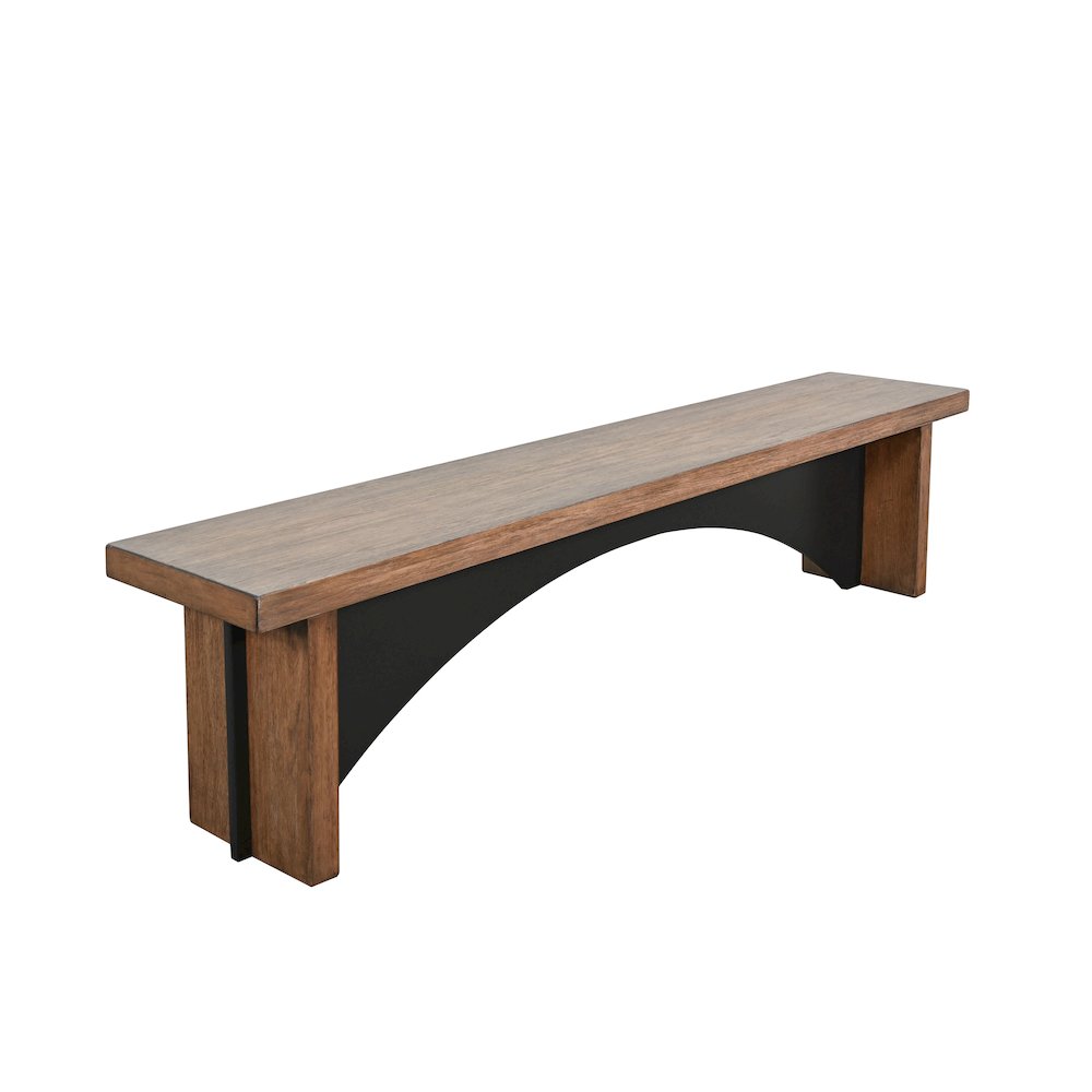 Modern Wood Dining Bench with Arched Accent Base. Picture 1