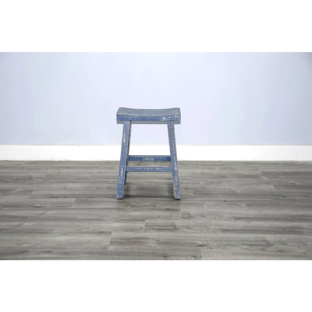 Ocean Blue Counter Saddle Seat Stool, Wood Seat (Set of 2). Picture 2
