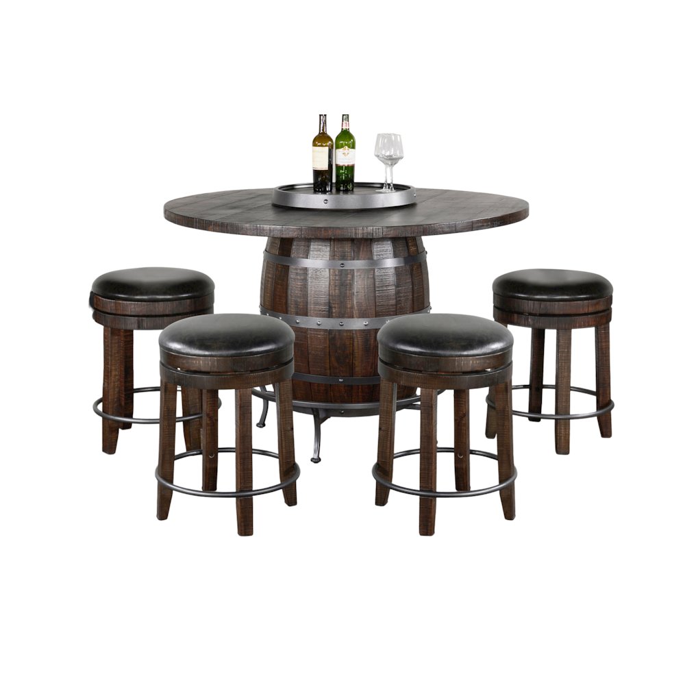 Round Pub Table with Wine Barrel Set. Picture 1