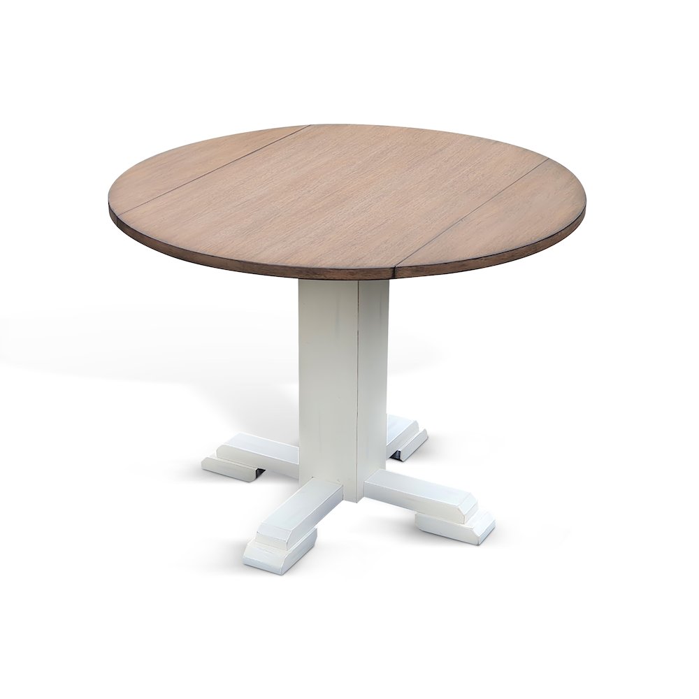 Drop Leaf Round Table, Buckskin/Marble White. Picture 1