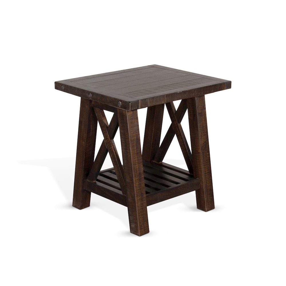 Vivian 24" Farmhouse Mahogany Wood End Table in Dark Brown. Picture 1