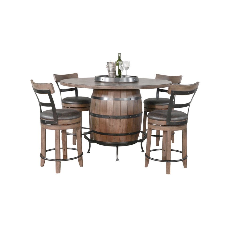 Round Pub Table with Wine Barrel Set. Picture 1