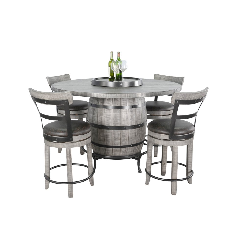 Round Pub Table with Wine Barrel Set. Picture 1