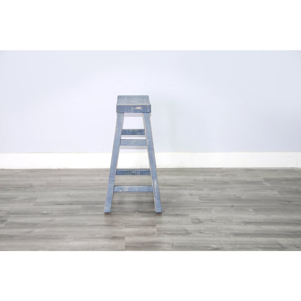 Ocean Blue Bar Saddle Seat Stool, Wood Seat (Set of 2). Picture 4