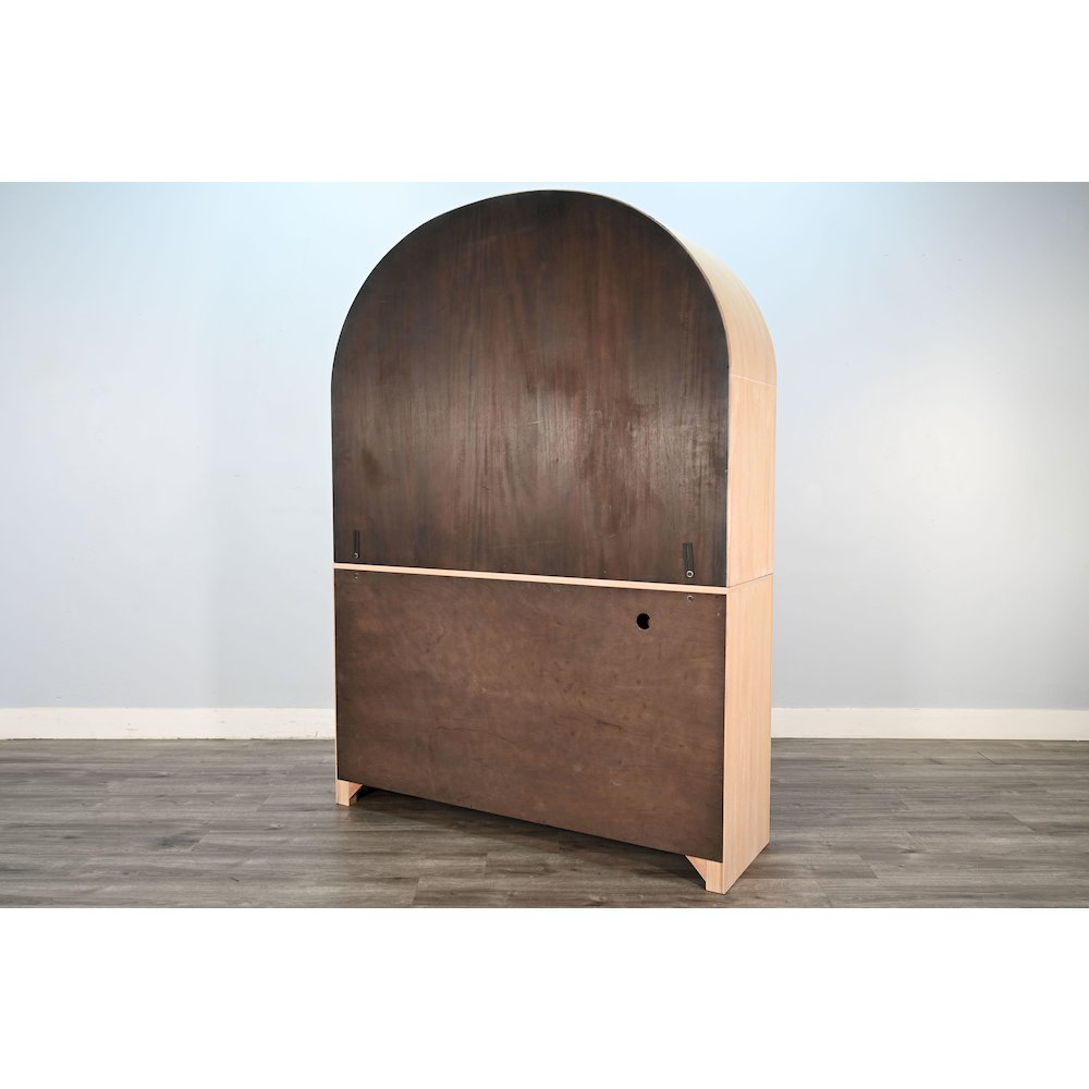 Arched Wood Bar Hutch with Glass Storage. Picture 5