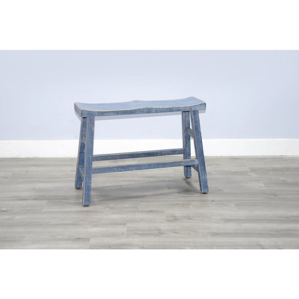 Ocean Blue Counter Bench, Wood Seat. Picture 4