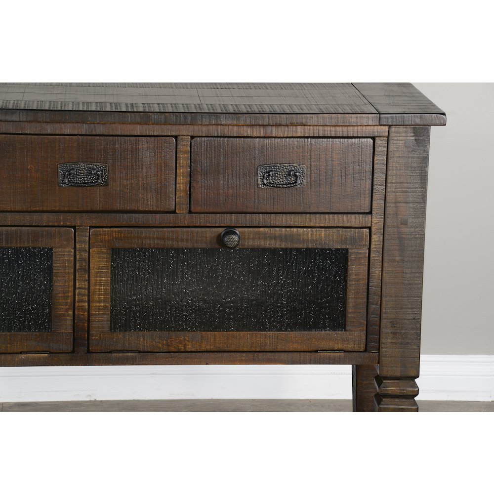 Homestead 54" Transitional Mahogany Wood Server in Tobacco Leaf. Picture 6