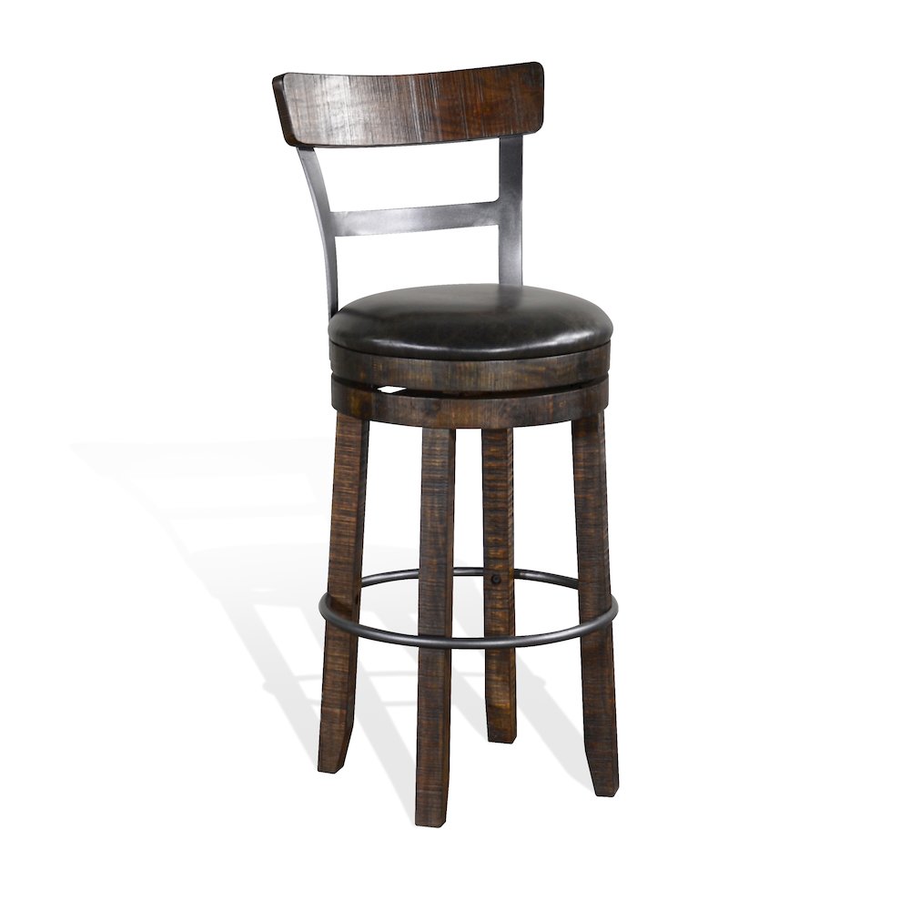 Bar Bartool with Back & Swivel, Cushion Seat (Set of 2). Picture 1
