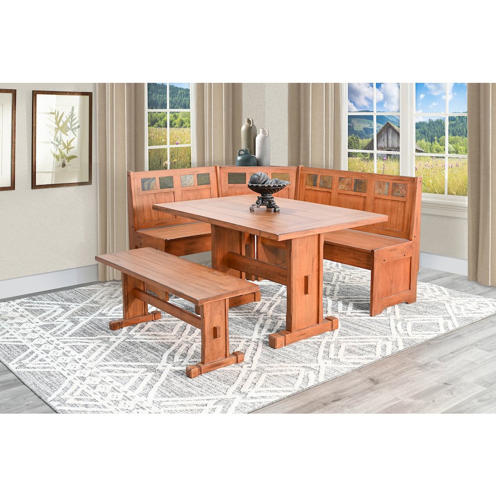 Sedona Farmhouse Wood Breakfast Nook Set in Rustic Oak. Picture 2