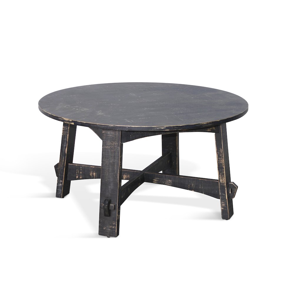 Marina Farmhouse Mahogany Wood Coffee Table in Black Sand. Picture 1