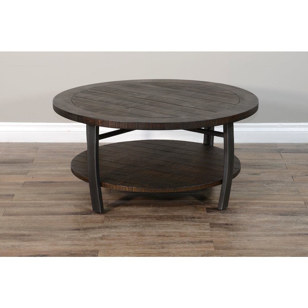 Homestead 38" Mahogany Wood & Metal Coffee Table in Tobacco Leaf. Picture 2