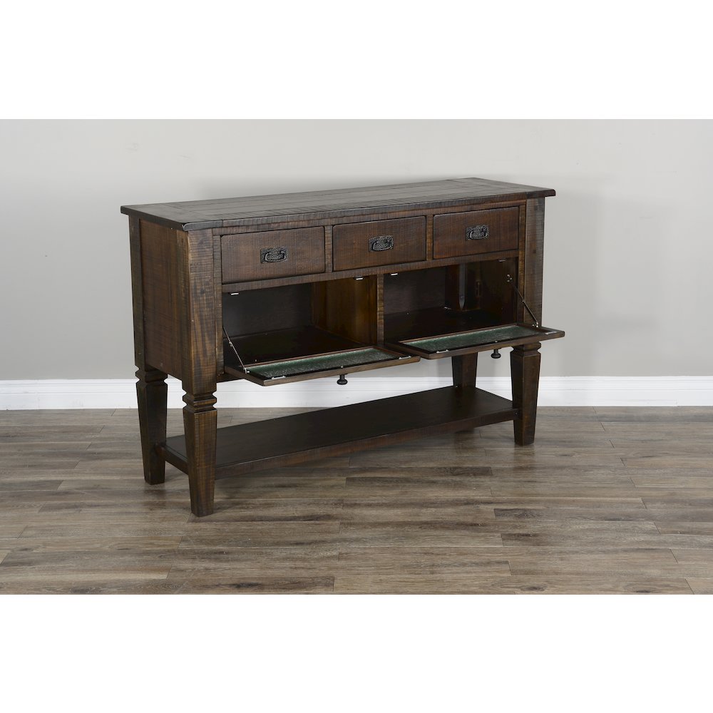 Homestead 54" Transitional Mahogany Wood Server in Tobacco Leaf. Picture 4