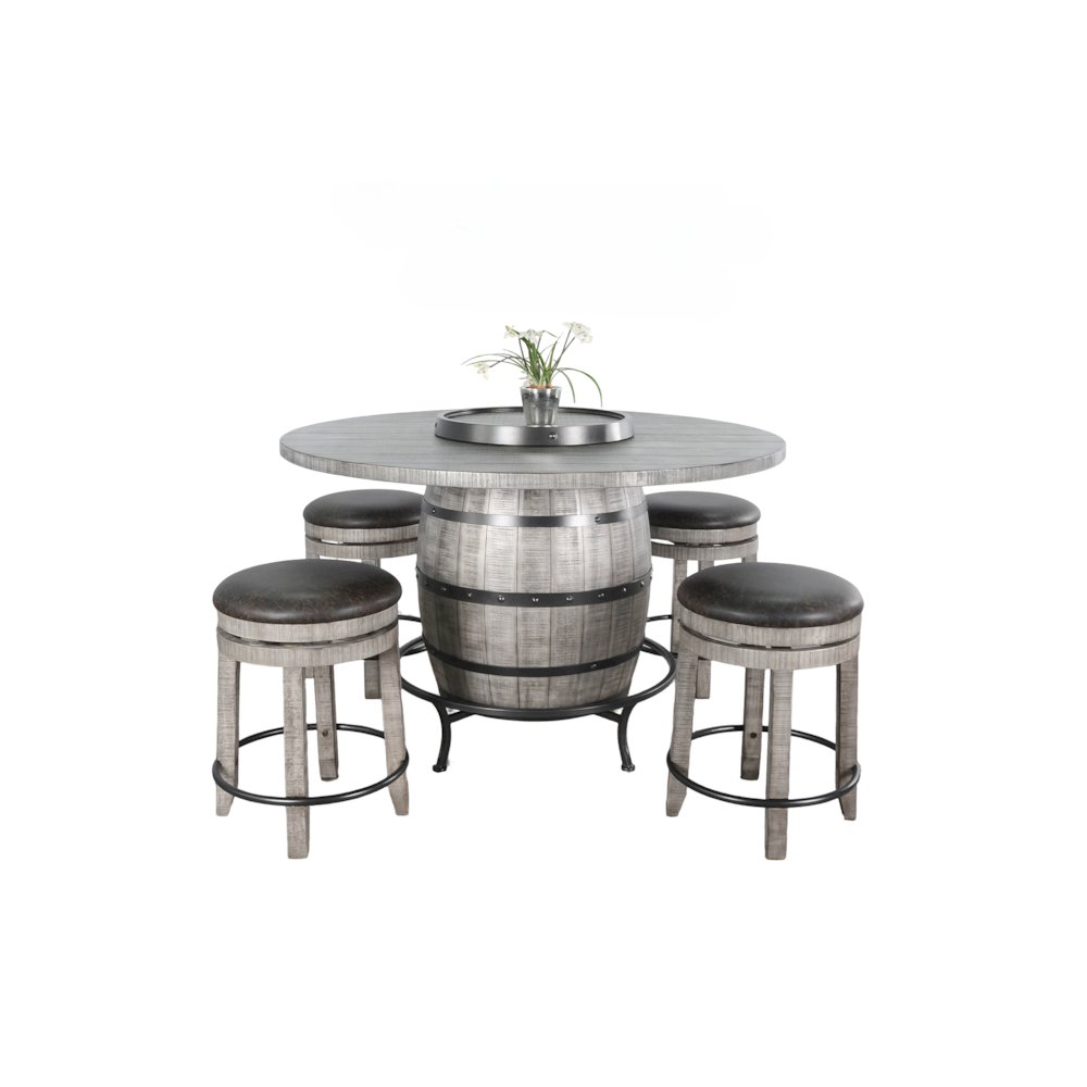 Round Pub Table with Wine Barrel Set. Picture 1