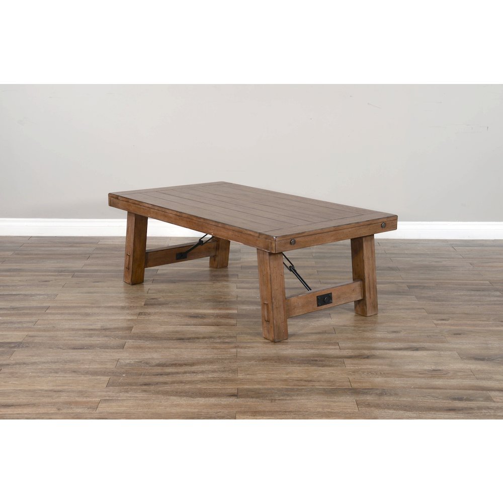 Sunny Designs Doe Valley 52" Farmhouse Wood Coffee Table in Taupe Brown. Picture 1
