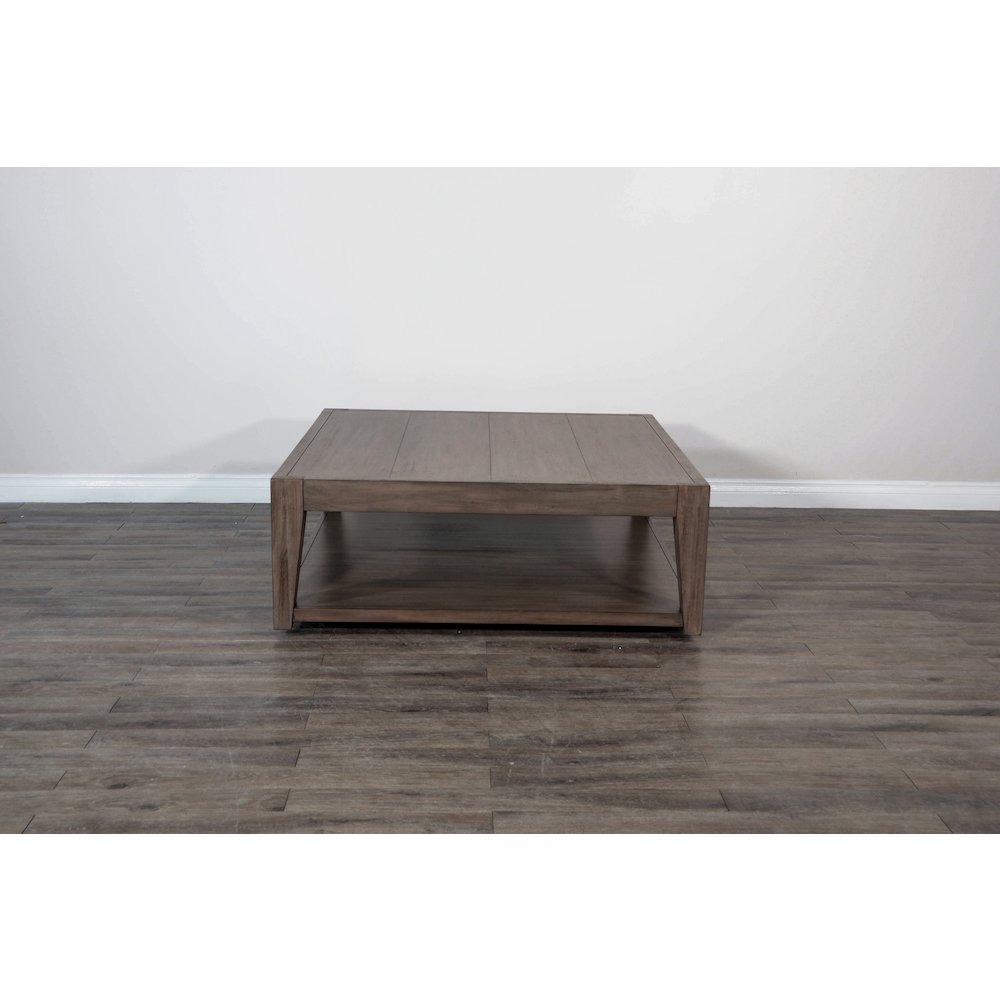 Doe Valley Mahogany Wood Coffee Table with Casters in Light Brown. Picture 2
