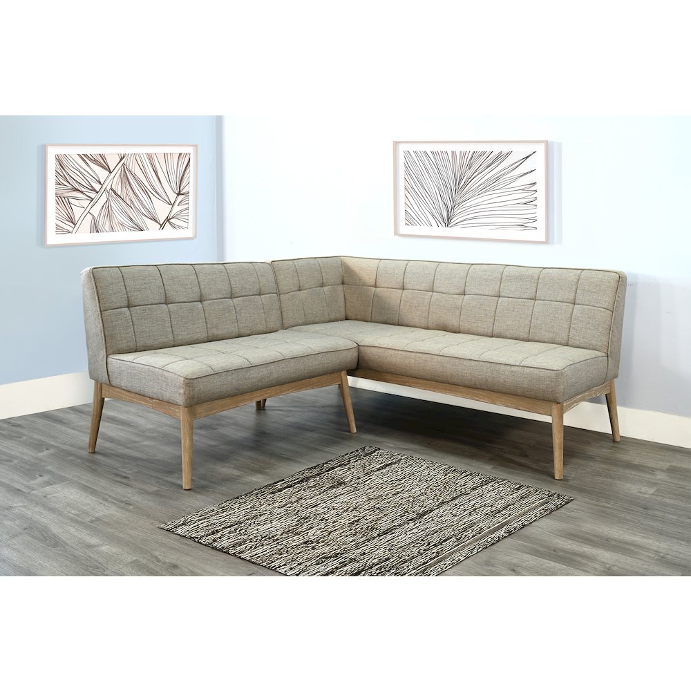 Mia Mid-Century Modern Tufted Upholstered Corner Dining Bench. Picture 3