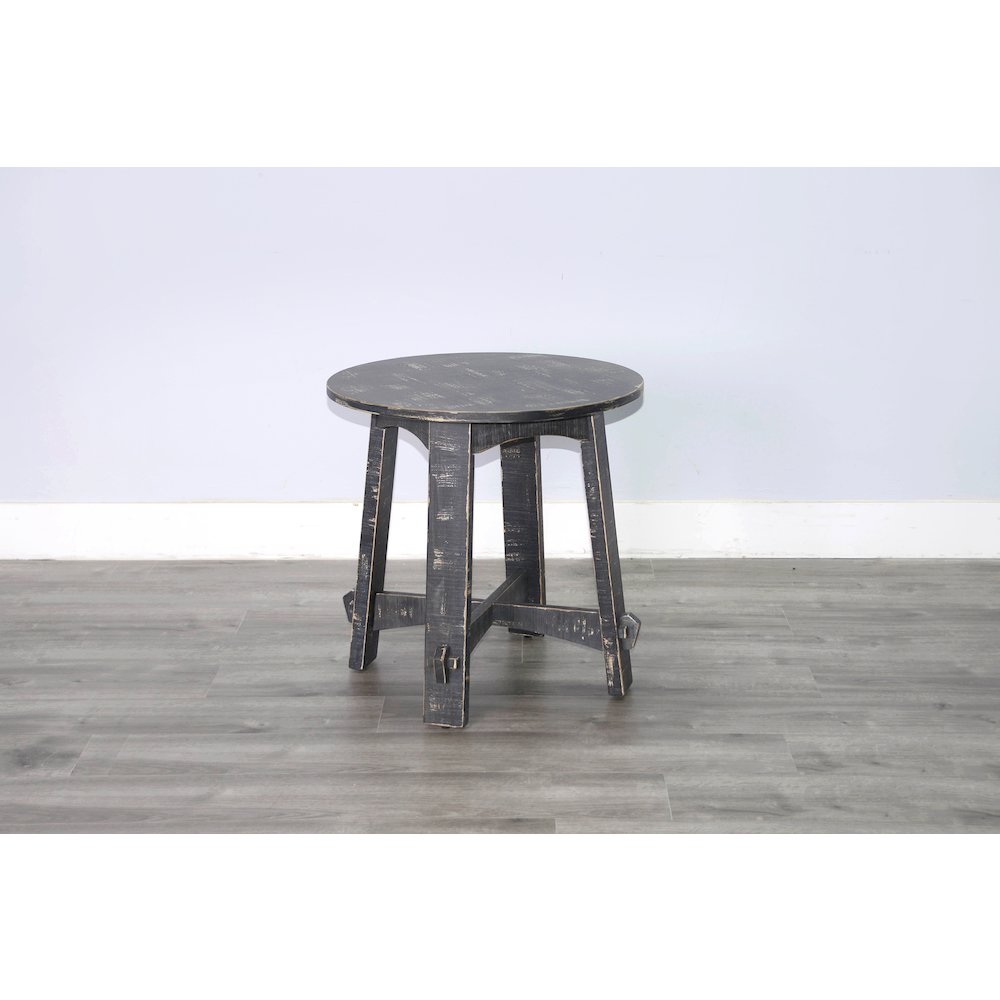 Marina Farmhouse Mahogany Wood End Table in Black Sand. Picture 3