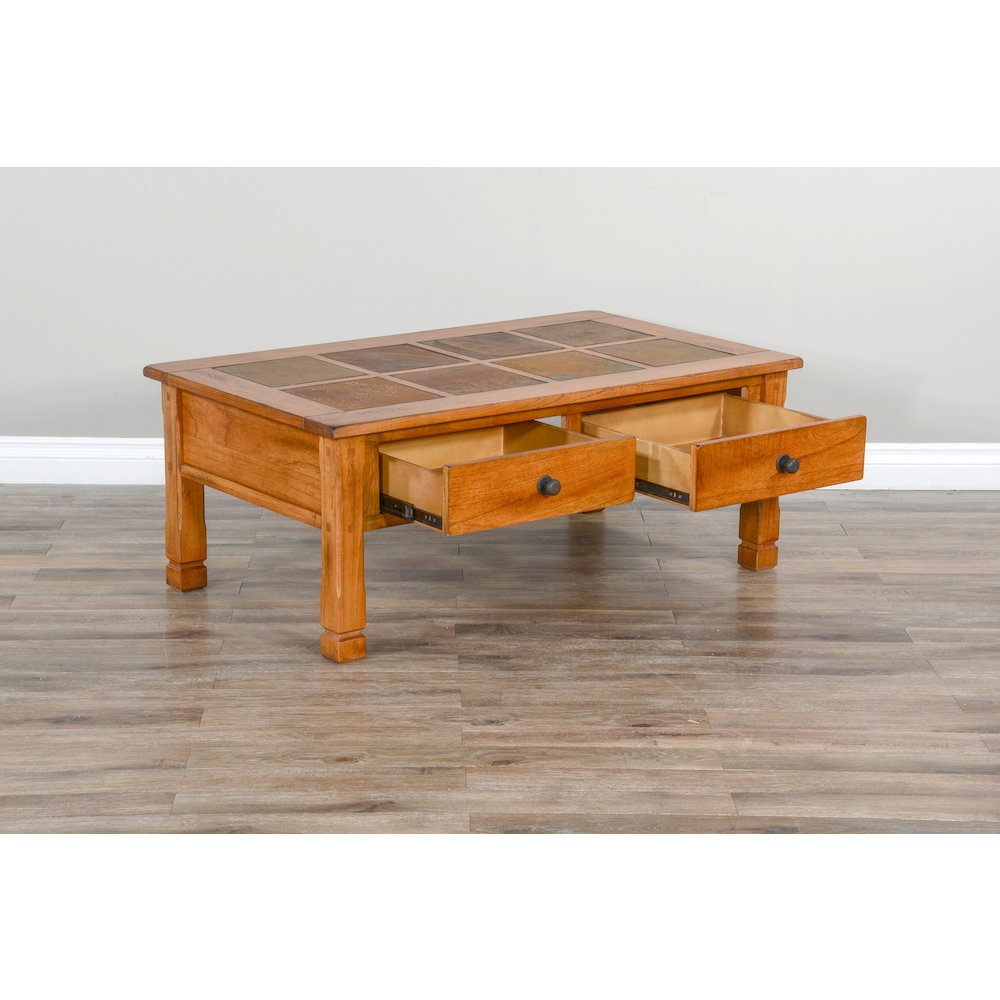 Sedona 49" Transitional Wood Coffee Table in Rustic Oak. Picture 3
