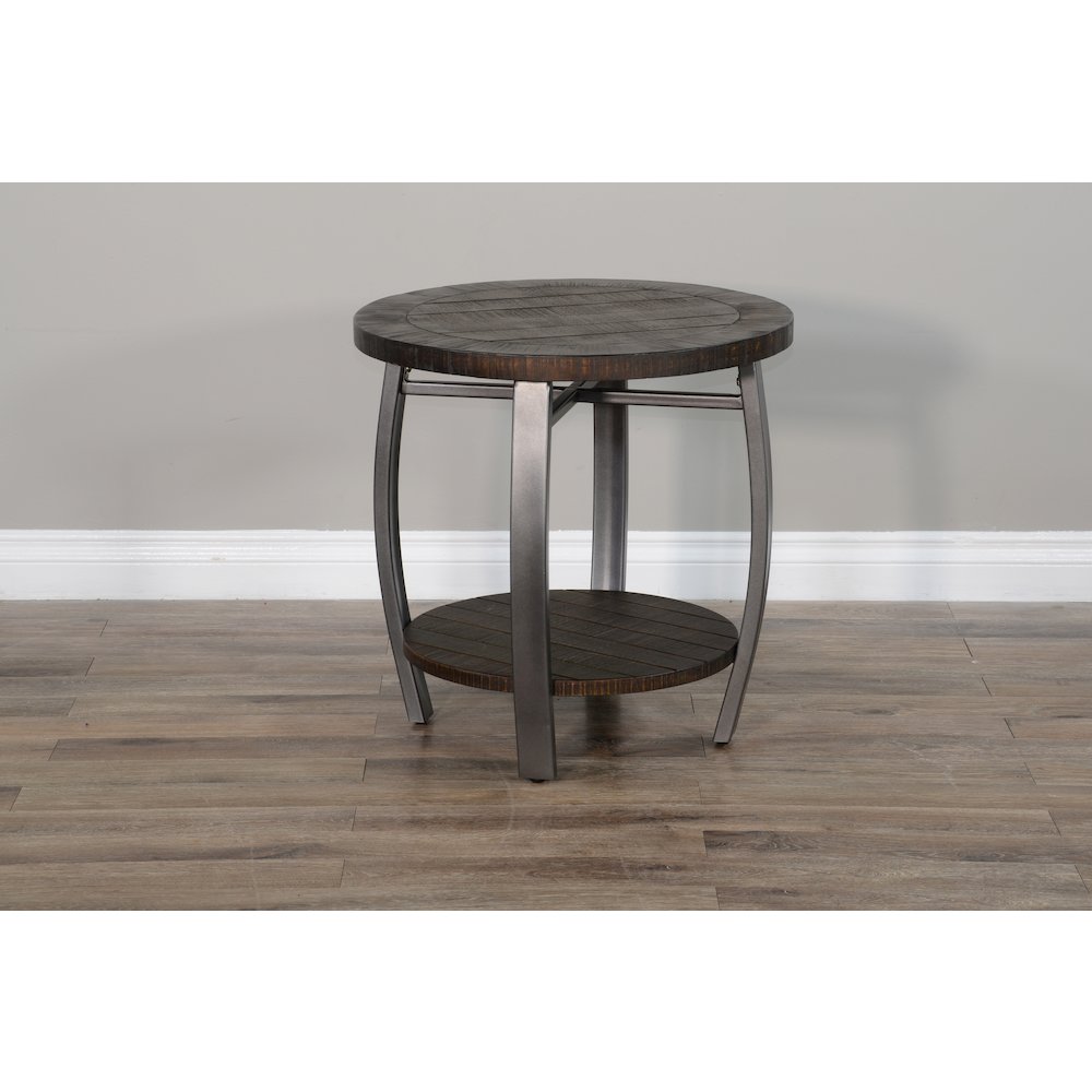 Homestead 24" Mahogany Wood & Metal End Table in Tobacco Leaf. Picture 1