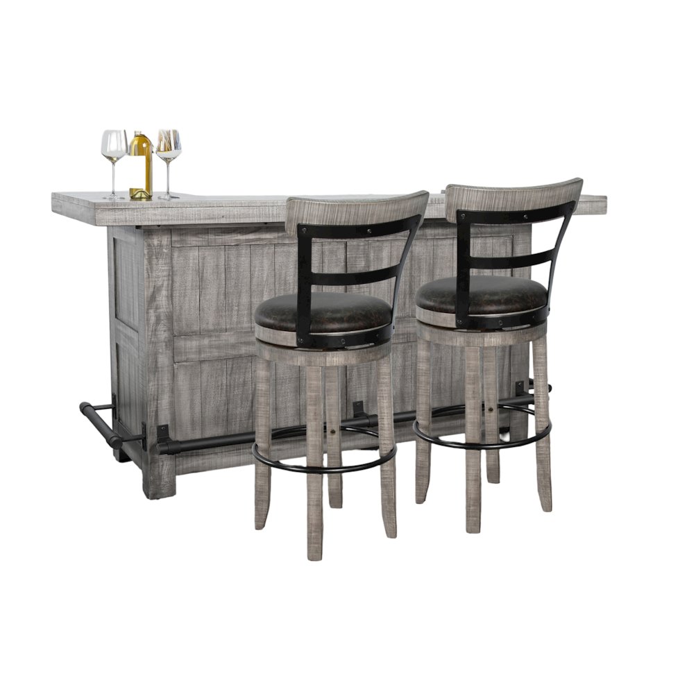 80" Traditional Wood Home Bar with Stools. Picture 1