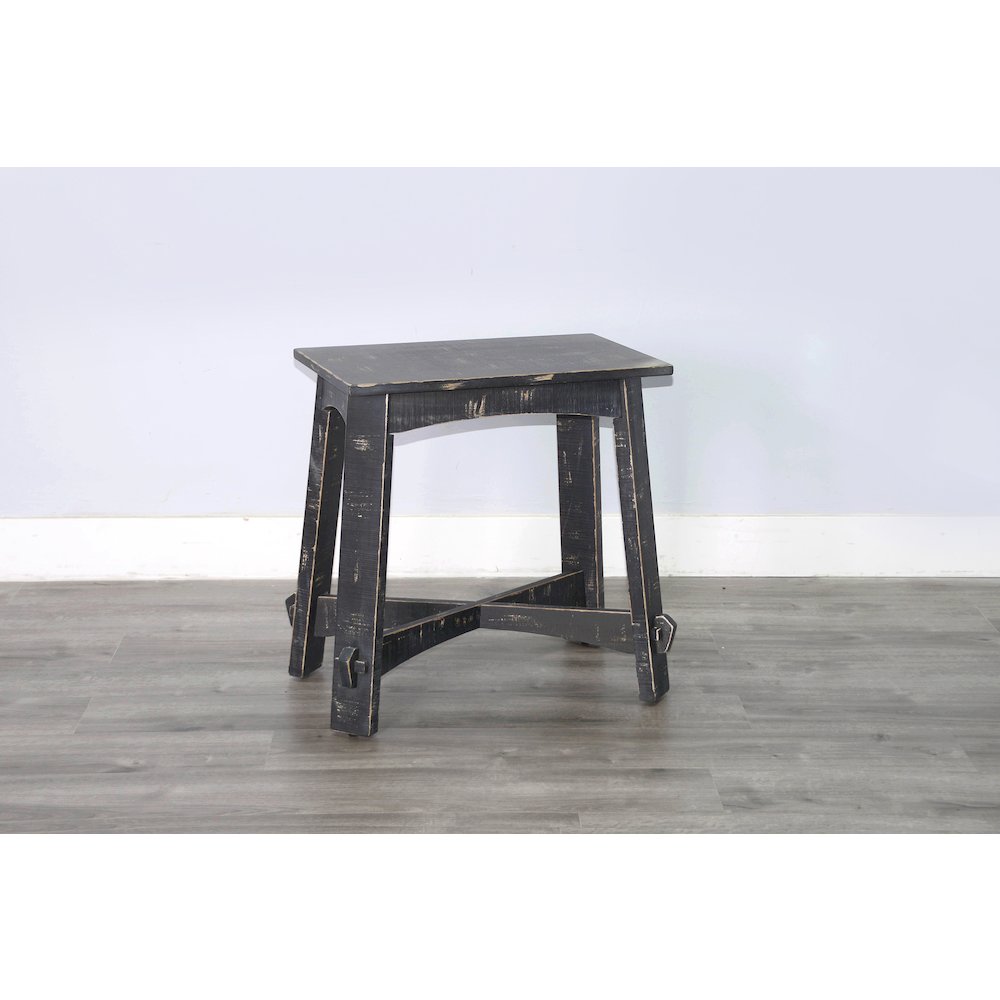 Marina Farmhouse Mahogany Wood Chair Side Table in Black Sand. Picture 2