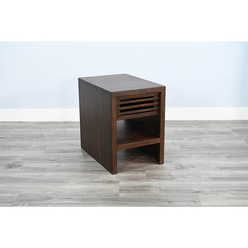 Chair Side Table with Drawer, Coffee Bean. Picture 2