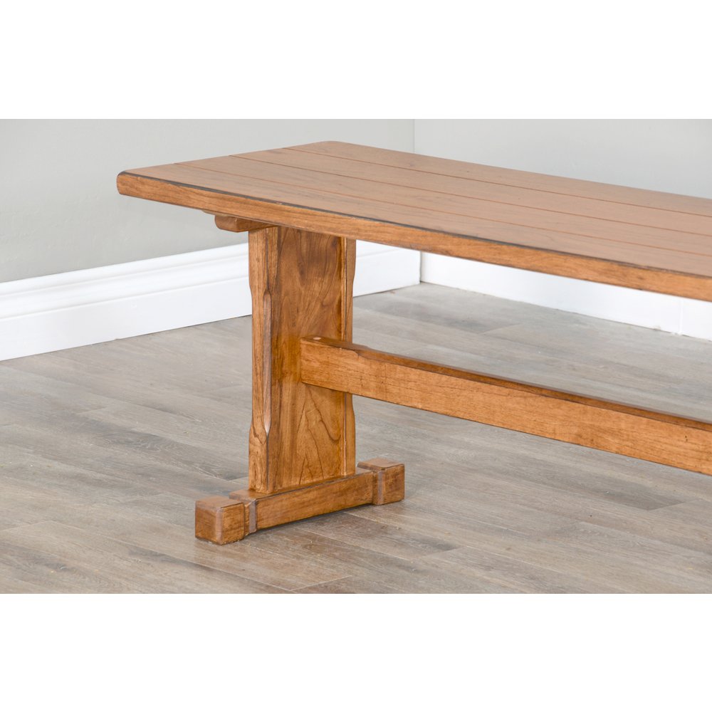 Rustic Trestle Dining Bench. Picture 5
