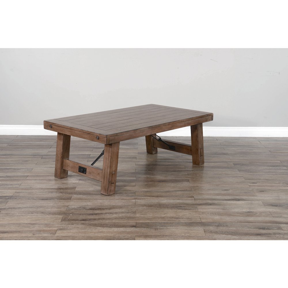 Sunny Designs Doe Valley 52" Farmhouse Wood Coffee Table in Taupe Brown. Picture 4