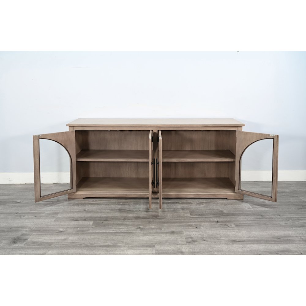 Elena Modern Wood Display Cabinet with Arched Glass Doors. Picture 3