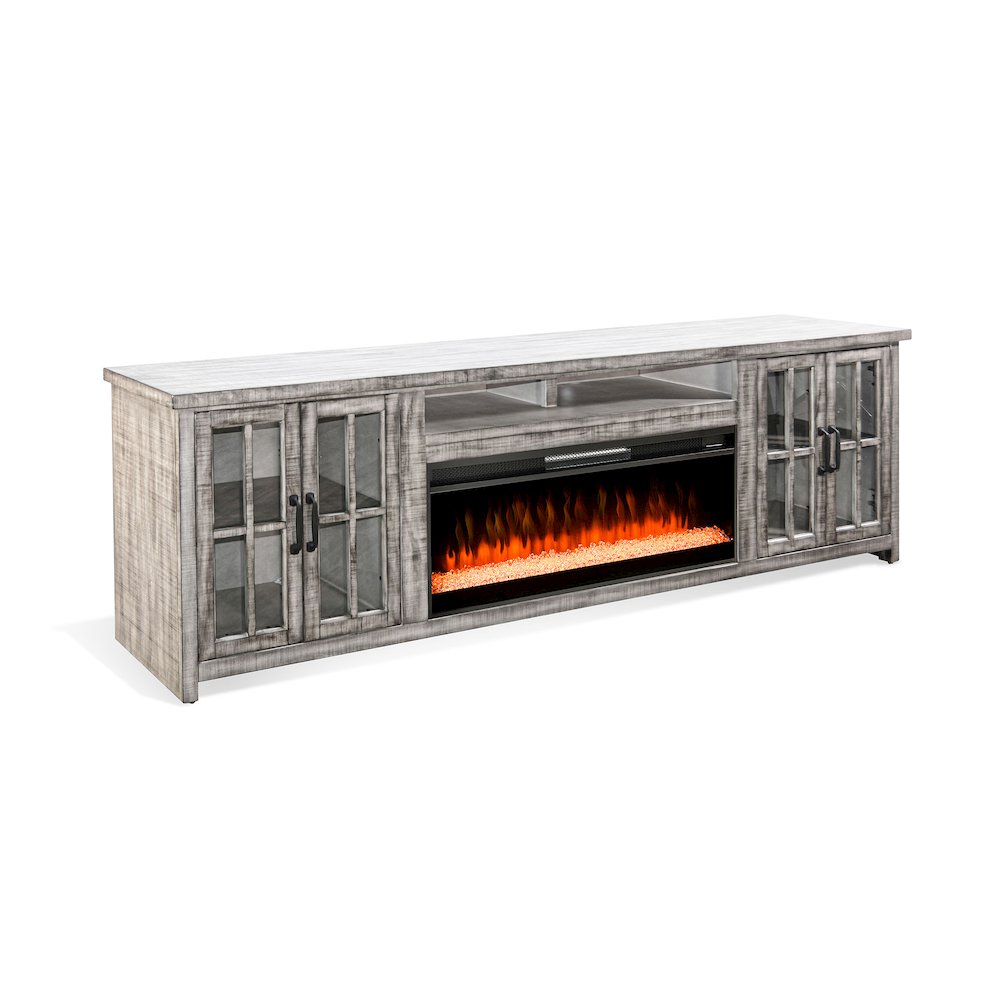 98" Media Console with Electric Fireplace. Picture 1