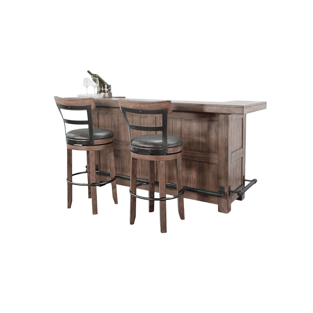 80" Traditional Wood Home Bar with Stools. Picture 1
