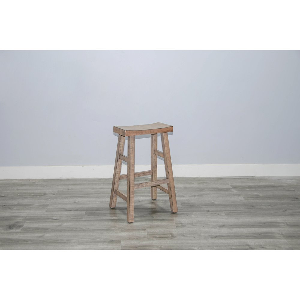 Beach Pebble Bar Saddle Seat Stool, Wood Seat (Set of 2). Picture 3