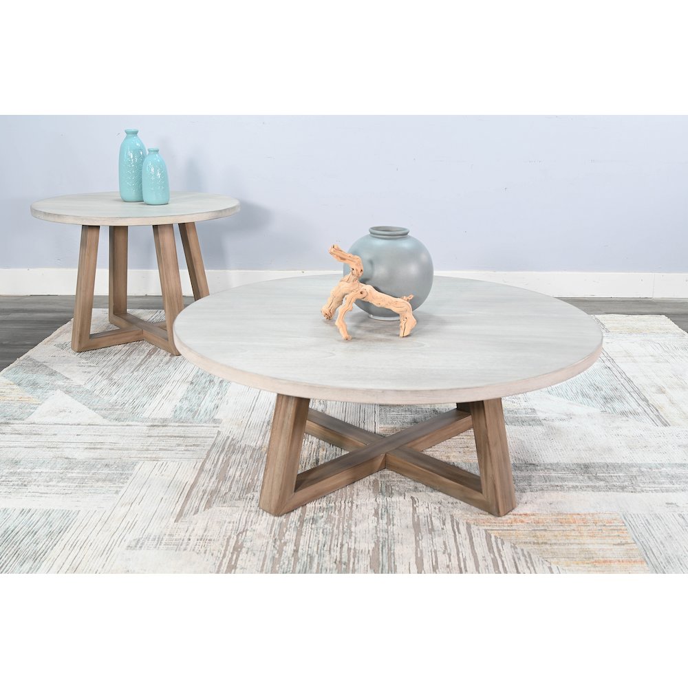 Rowan Round Coffee Table, Light Grey/Wheat. Picture 5