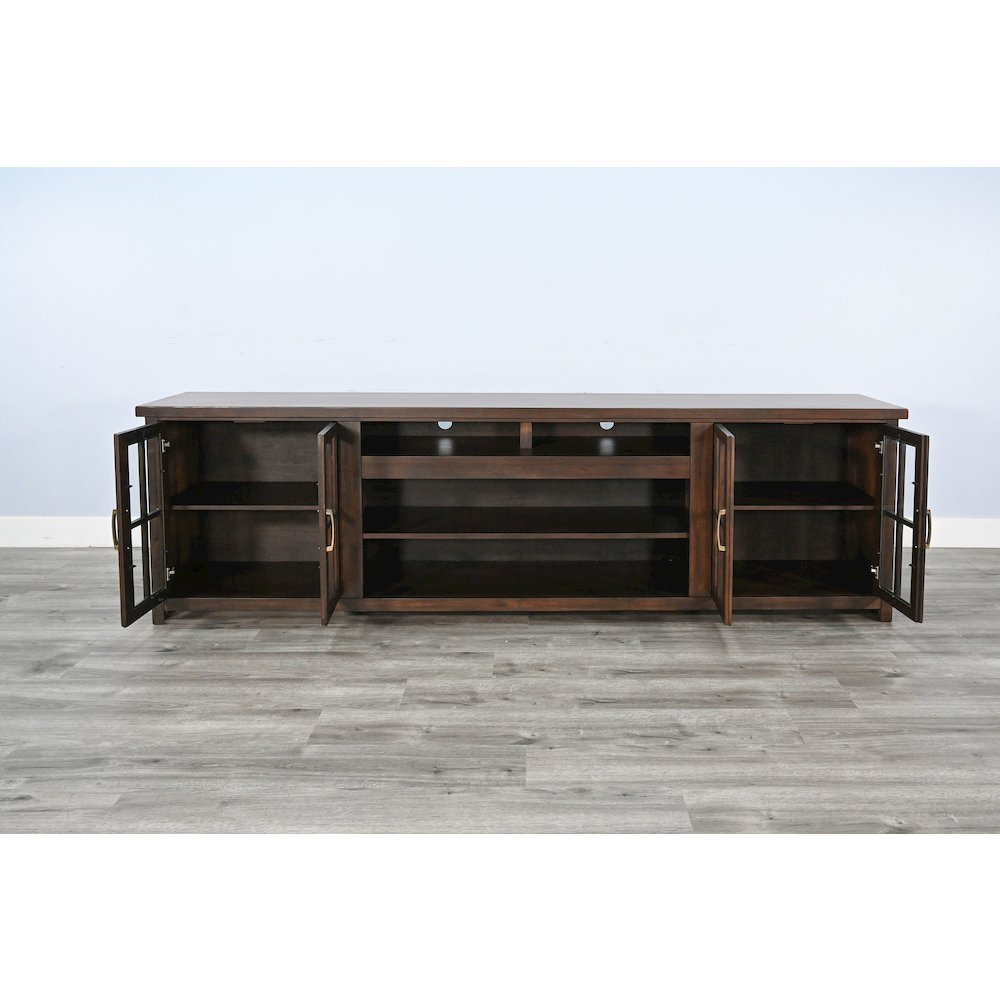 98" Media Console with Electric Fireplace. Picture 4