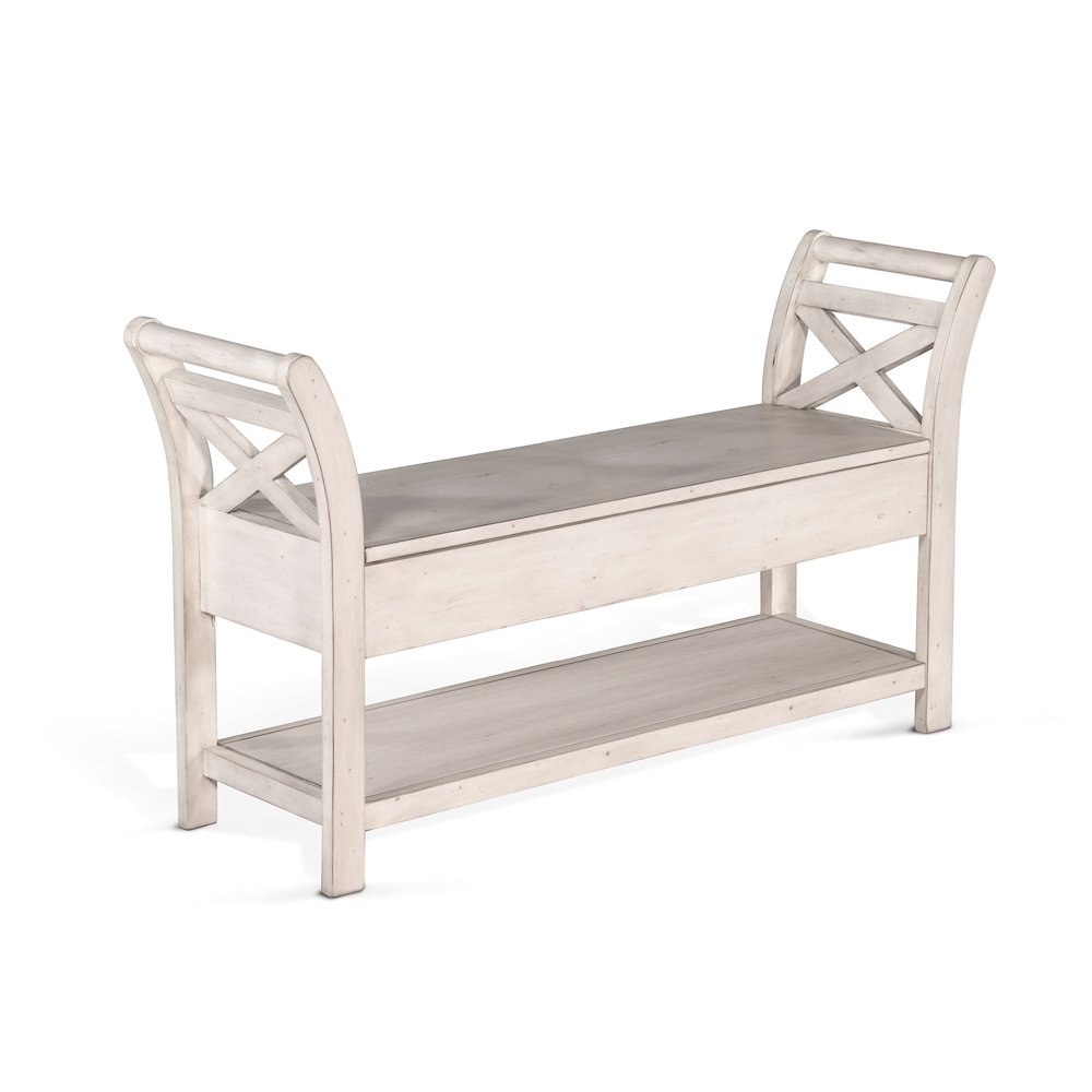 48" Accent Bench withStorage, Marble White. Picture 1