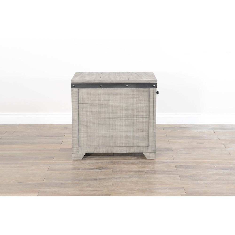 Traditional Mahogany Wood Chair Side Table in Alpine Gray. Picture 1