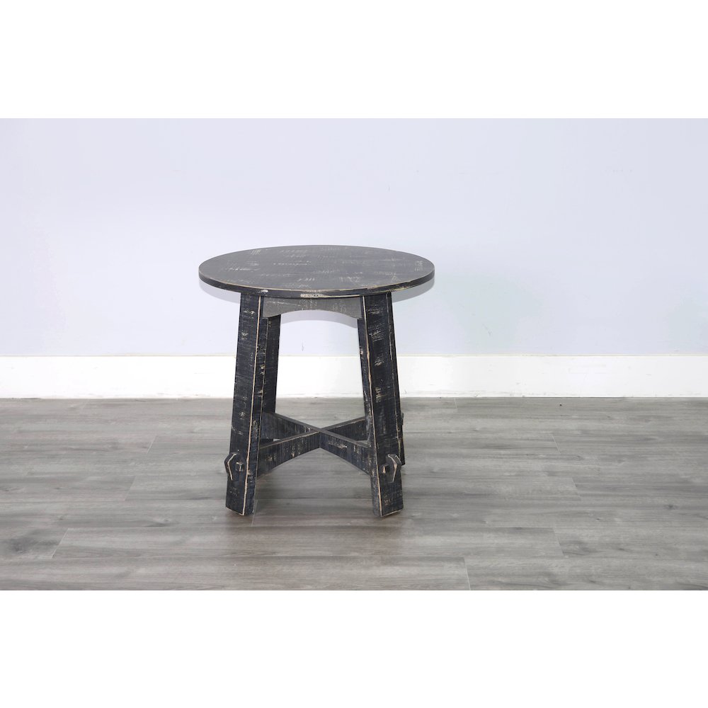 Marina Farmhouse Mahogany Wood End Table in Black Sand. Picture 2