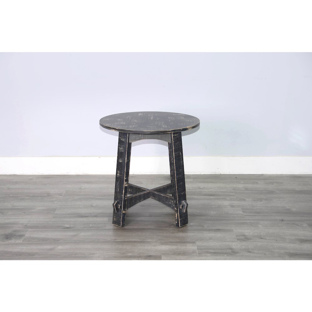 Marina Farmhouse Mahogany Wood End Table in Black Sand. Picture 4