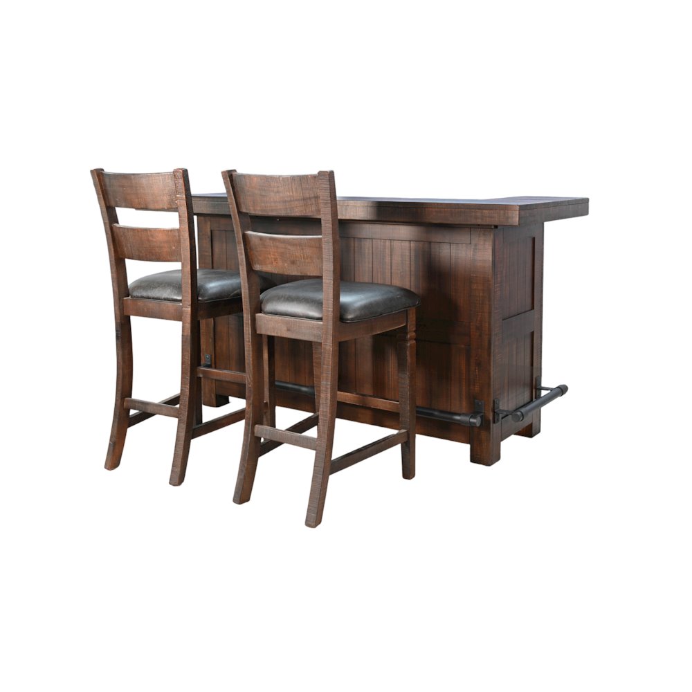 80" Traditional Wood Home Bar with Stools. Picture 1